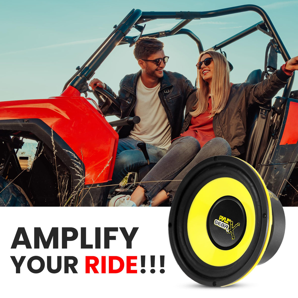 Pyle 6.5 Inch Mid Bass Woofer Sound Speaker System - Pro Loud Range Audio 300 Watt Peak Power w/ 4 Ohm Impedance and 60-20KHz Frequency Response for Car Component Stereo PLG64,Yellow