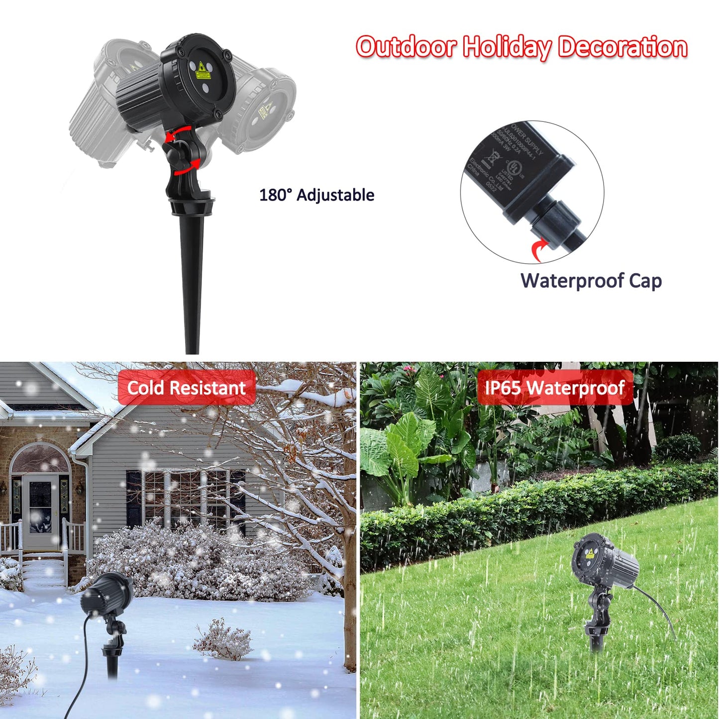 MHAZDZE Outdoor Laser Christmas Projector Lights 18 Pattern Decorative Laser Projector for Home and Garden