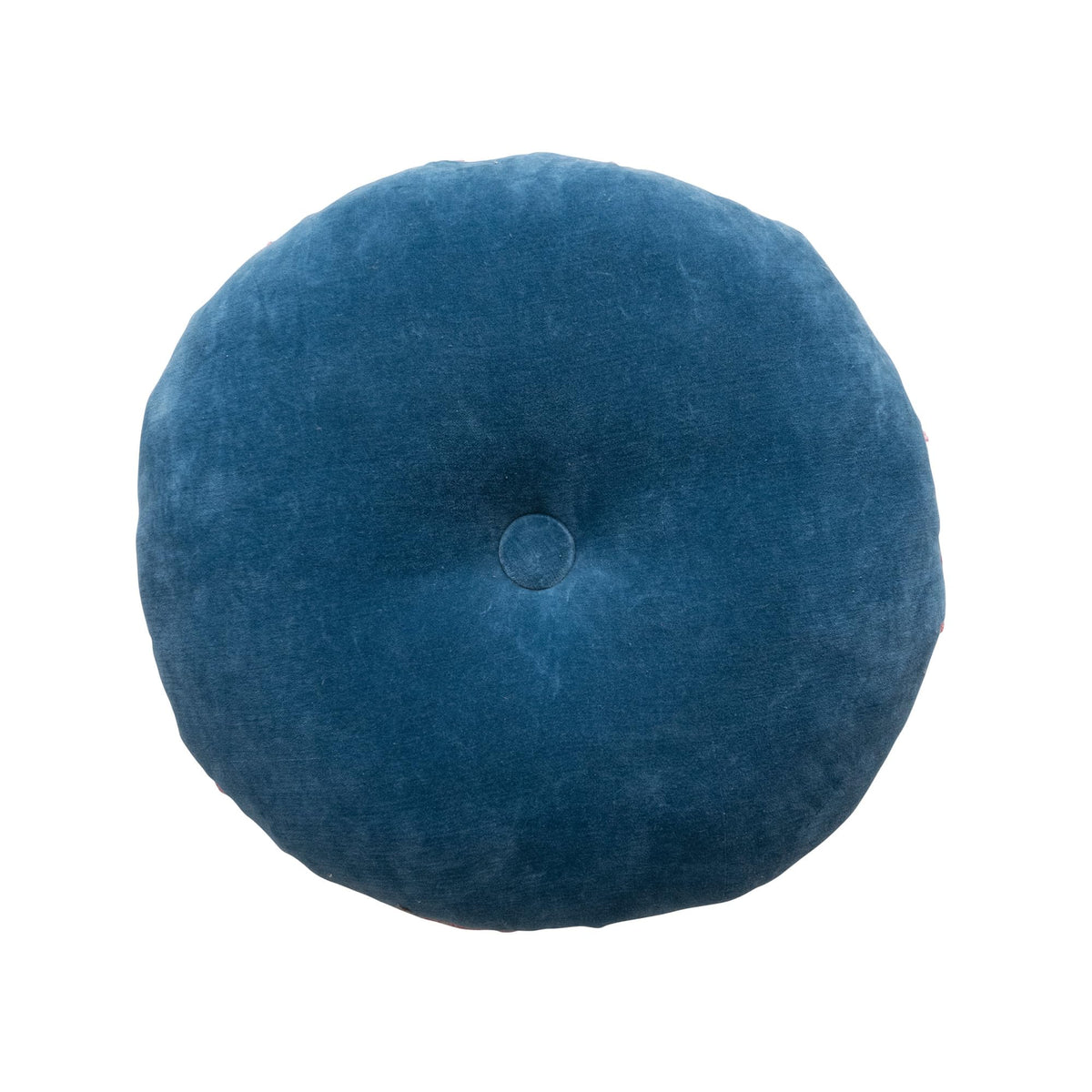 Creative Co-Op 18 Inches Round Cotton Tufted Scallop Pattern, Navy Blue and Pink Pillow, std