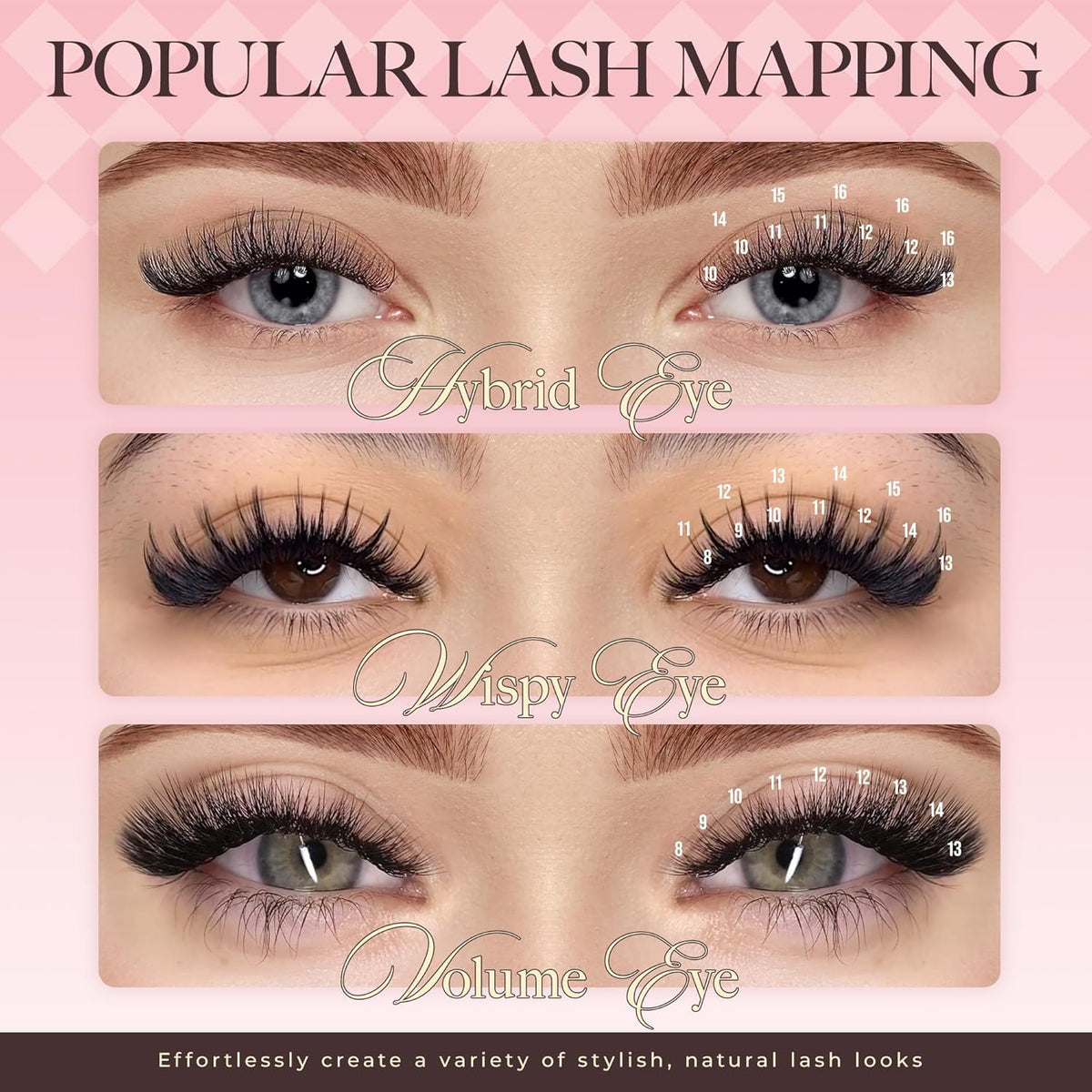 LASHVIEW Volume Lash Extensions 0.03-0.20 J/B/L/C/CC/D Curl 8-16mm Mixed & Single Length Tray, Soft Matte Dark Professional Eyelashes Extension(0.05 D 8-16mm)