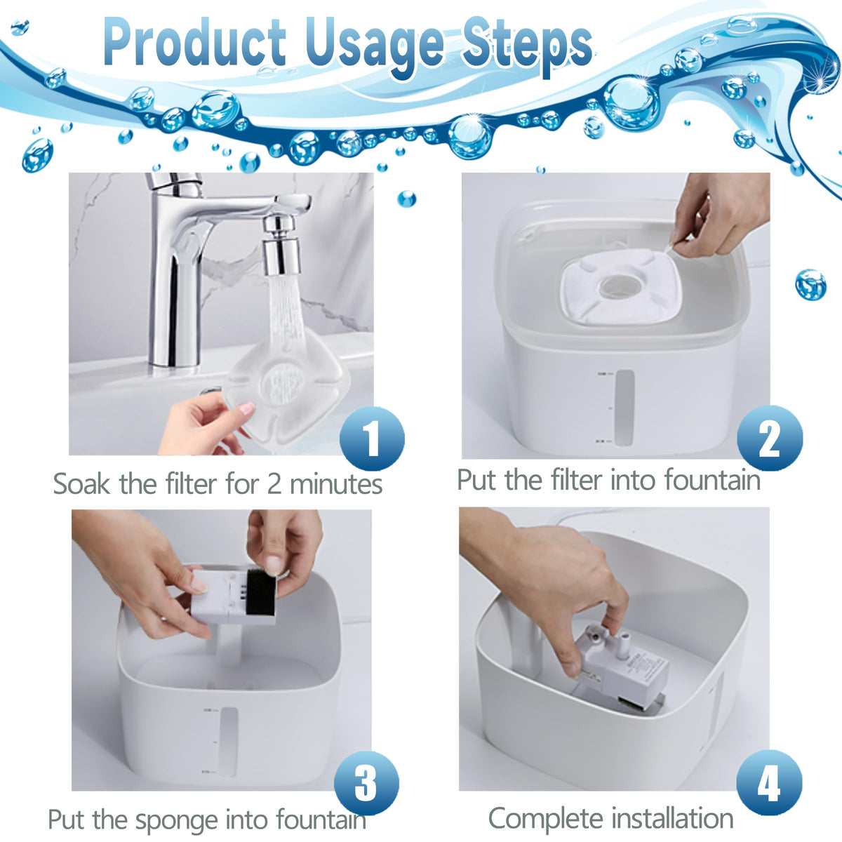 18 Pcs Cat Fountain Filters Replacement Compatible with VEKEN 95oz/2.8L Cat Water Fountain Filters Automatic Dog Water Fountain Filters Pet Fountain