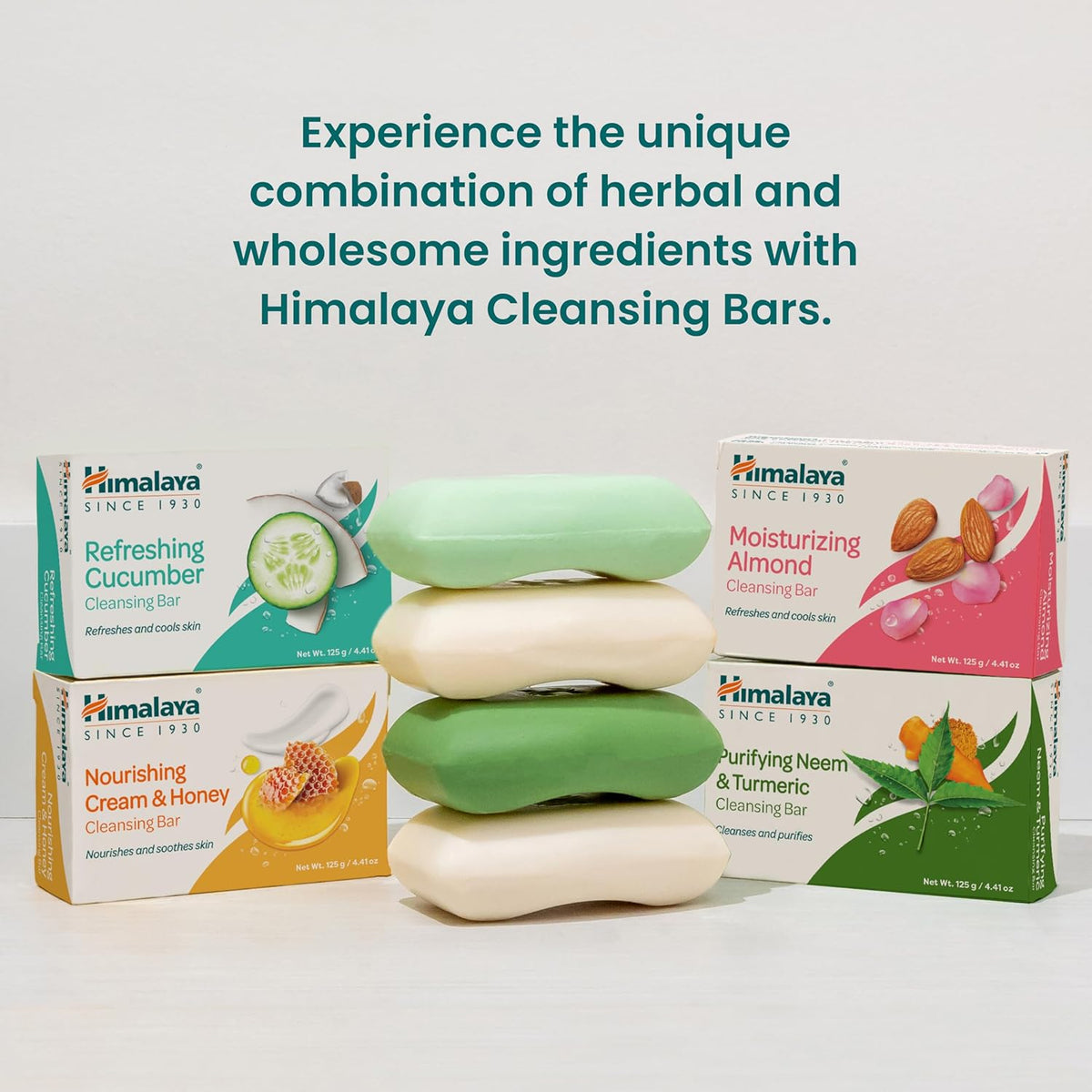 Himalaya Purifying Neem & Turmeric Cleansing Bar, Face and Body Soap for Soft and Clear Skin, 4.41 oz, 12 Pack