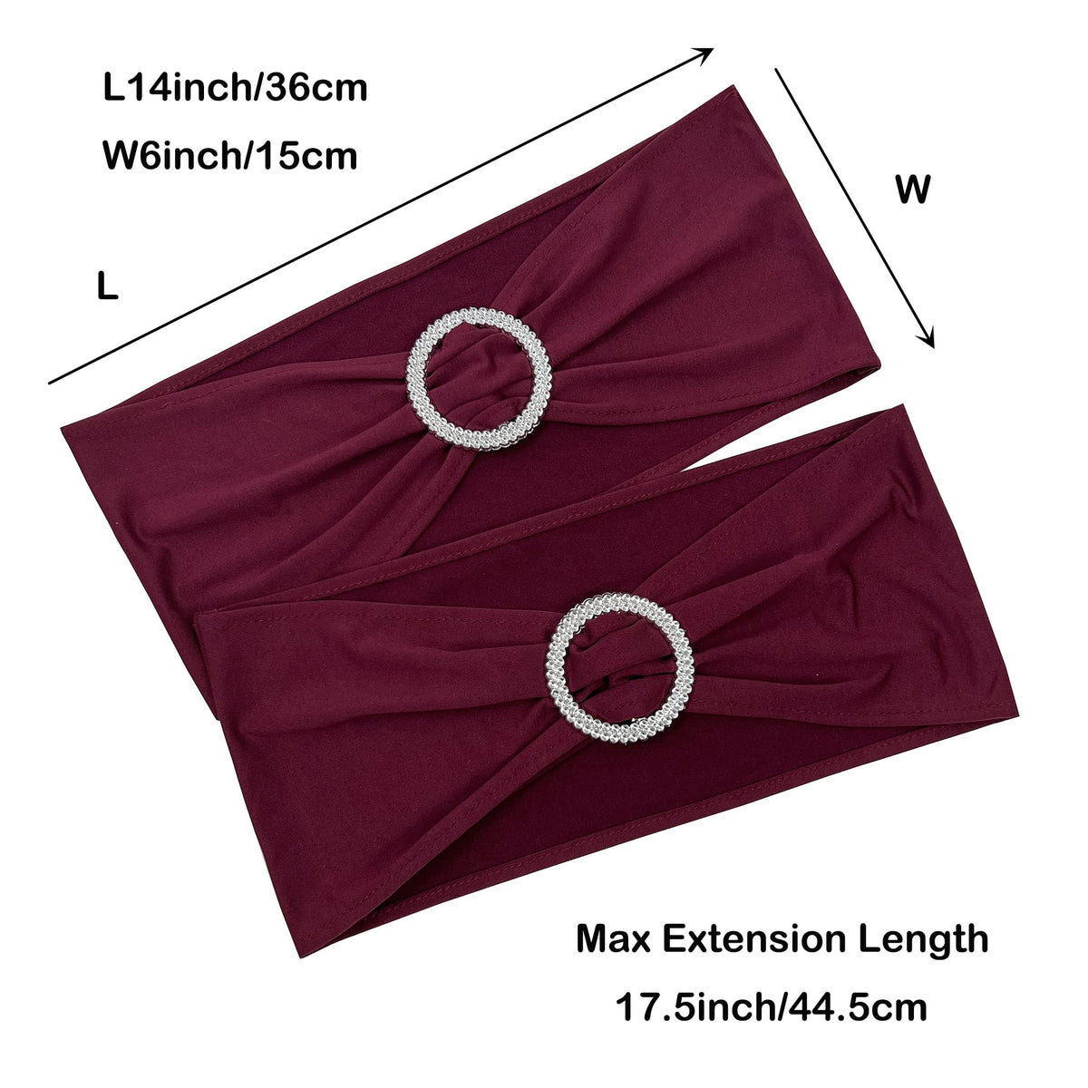 Maiangel Spandex Chair Sashes Bands 50PCS Stretch Chair Ties Bows with Buckle Slider for Wedding Party Banquet Decoration (Burgundy)…