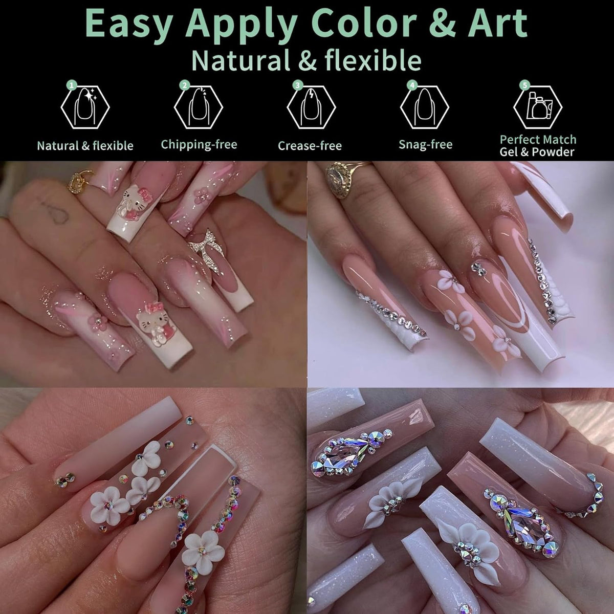 XXL Long Square Nail Tips, 120pcs Acrylic Fake Nails Gel Nail Tips Soft, Full Cover Pre-Shaped Matte Clear Press on Nails for Extension, Diy at Home Manicure 12 Sizes
