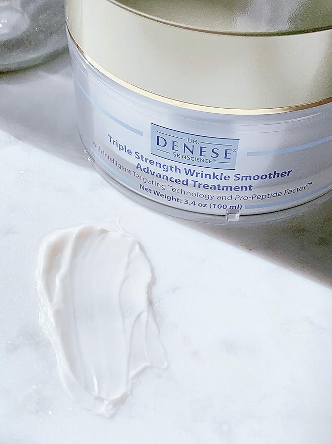 Dr. Denese SkinScience Triple Strength Wrinkle Smoother Advanced Treatment Combines Natural Extracts with Enhanced Peptide Technology To Tighten & Firm Skin - Paraben-Free, Cruelty-Free - 3.4oz