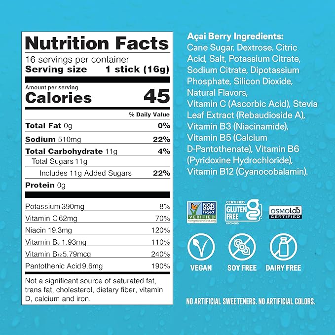 Liquid I.V.® Hydration Multiplier - Acai Berry | Electrolyte Powder Drink Mix | 1 Pack (16 Servings)