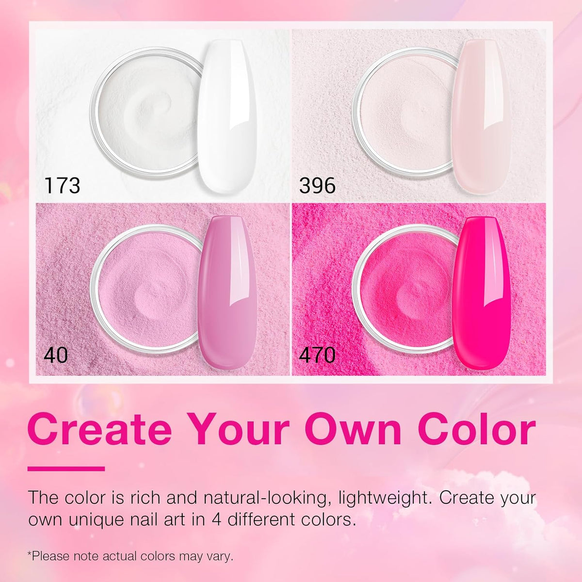AZUREBEAUTY Dip Powder Nail Kit Starter, Light/Hot Pink Clear White Summer 4 Colors Acrylic Dipping Powder Liquid Set with Base/Top Coat Activator for French Nail Art Manicure DIY Gifts for Women