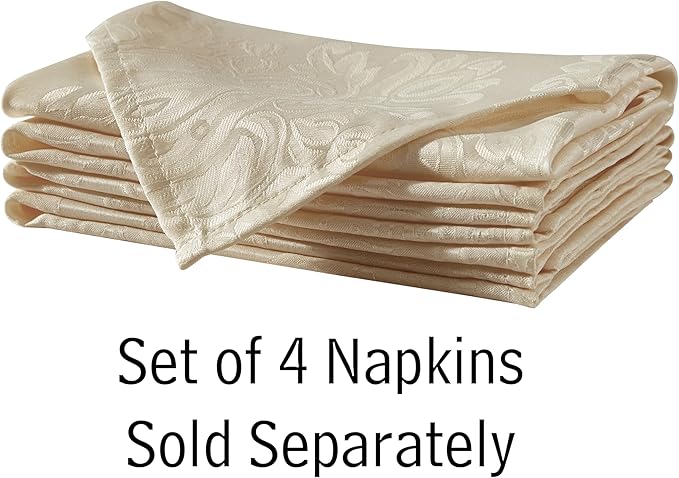 Newbridge Barcelona Luxury Damask Fabric Tablecloth, 70” Round, Golden Beige, 100% Polyester, No Iron, Soil Resistant Dining Room, Party and Banquet Table Cover