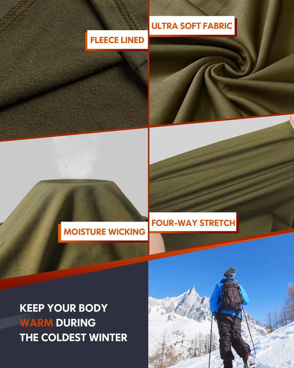 CL Thermal Underwear Long Johns for Men,Hunting Gear Sport Top and Bottom Set Winter Base Layer Long Underwear for Outdoor