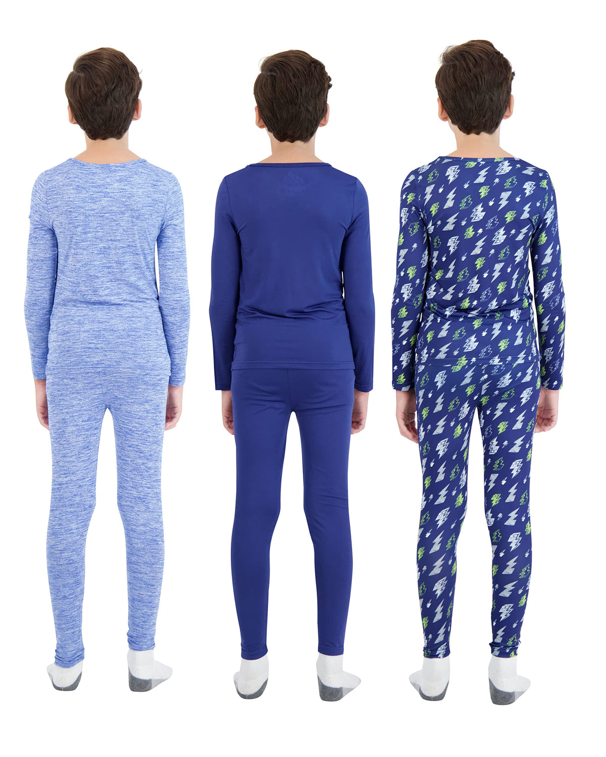 Arctic Layerz Boys Thermal Underwear Set for Kids and Toddlers 3 Pack Base Layer Long Johns sets 6 Piece Multipack with Long Sleeve Tops and Leggings (Blue, 16-18)