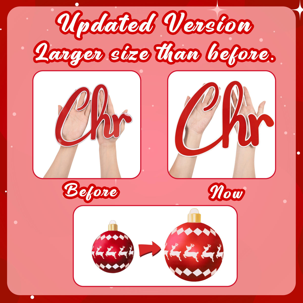 90shine 31PCS Luminous Christmas Garage Door Decorations Magnets - Magnetic Glow-in-The-Dark Merry Xmas Ball Holiday Refrigerator Fridge Cruise Kitchen Decor(Red Green Gold)