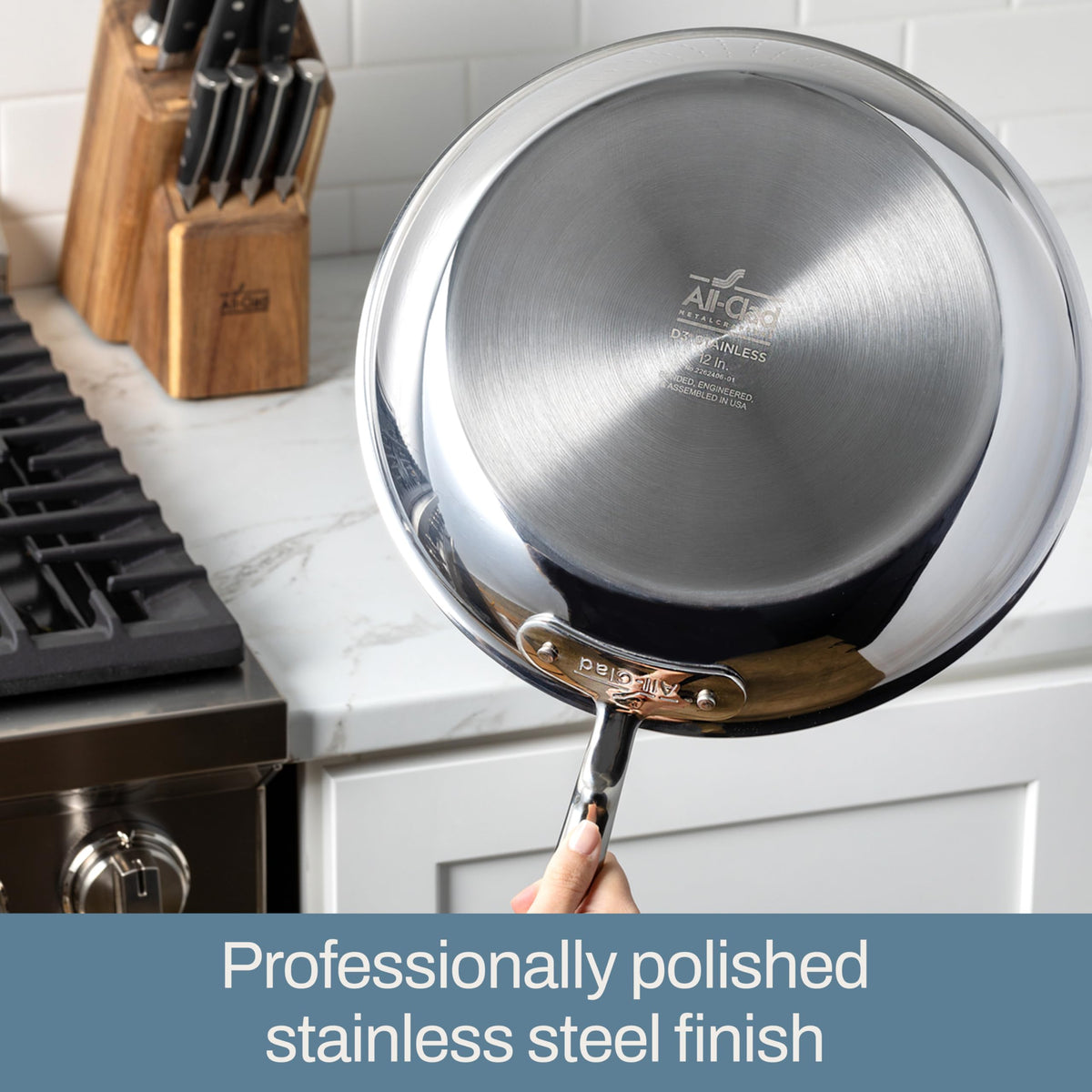 All-Clad D3 3-Ply Stainless Steel Fry Pan With Lid 10 Inch, Induction Compatible, Oven Broiler Safe 600F, Fast and Even Heat, Pots and Pans, Cooking Frying Pan, Skillet, Kitchen, Cookware, Silver