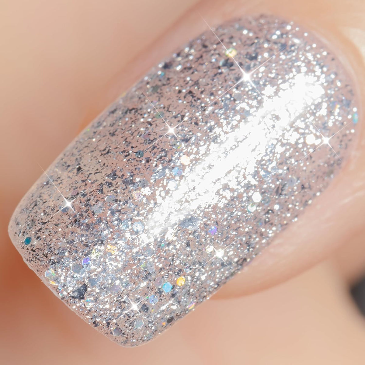 YTD Likomey Gel Nail Polish,15ml Colorful Silver Glitter Nail Gel,Fall Winter Shiny Sparkly Salon Home DIY Manicure UV Color Varnish,SF438