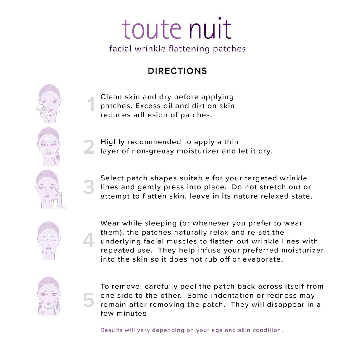 Toute Nuit Wrinkle Patches – Y Shape – Face Tape for Forehead, Between the Eyes & Around Mouth – Hypoallergenic Anti Wrinkle Patches – 20 Count, Made in USA