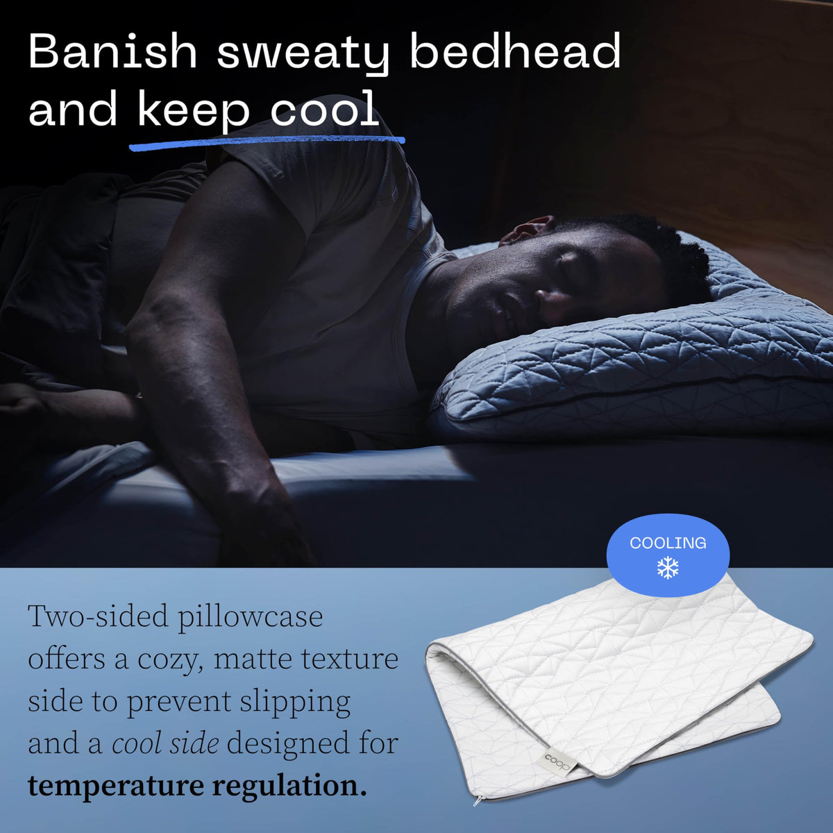 Coop Home Goods Cool Side Pillowcase, Queen Size Cooling Pillow Case for Hot Sleepers, Two-Sided Pillow Covers, Cozy Side & Cool Side, Ultra Soft Lulltra Cool Technology