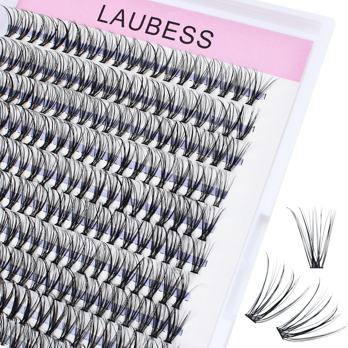 Lash Clusters LAUBESS Individual Lashes Waterproof Eyelash Clusters Mixed Tray Cluster Eyelash Extensions Soft Cluster Lashes for Beginners(20D-0.07D-12)