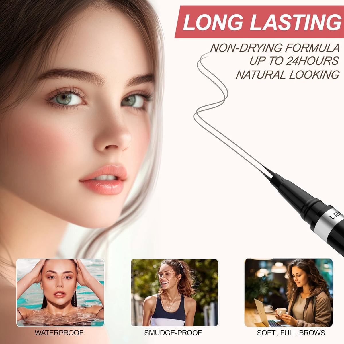 Eyebrow Pencil, 2-in-1 Waterproof Eyebrow Pen, with 2 Tip Microblading Eyebrow Pencil and Ultra-Precise Brow Pencil, with Eyebrow Brush, Eyebrow Pencils for Women, Natural Hair-Like Brows - Grey
