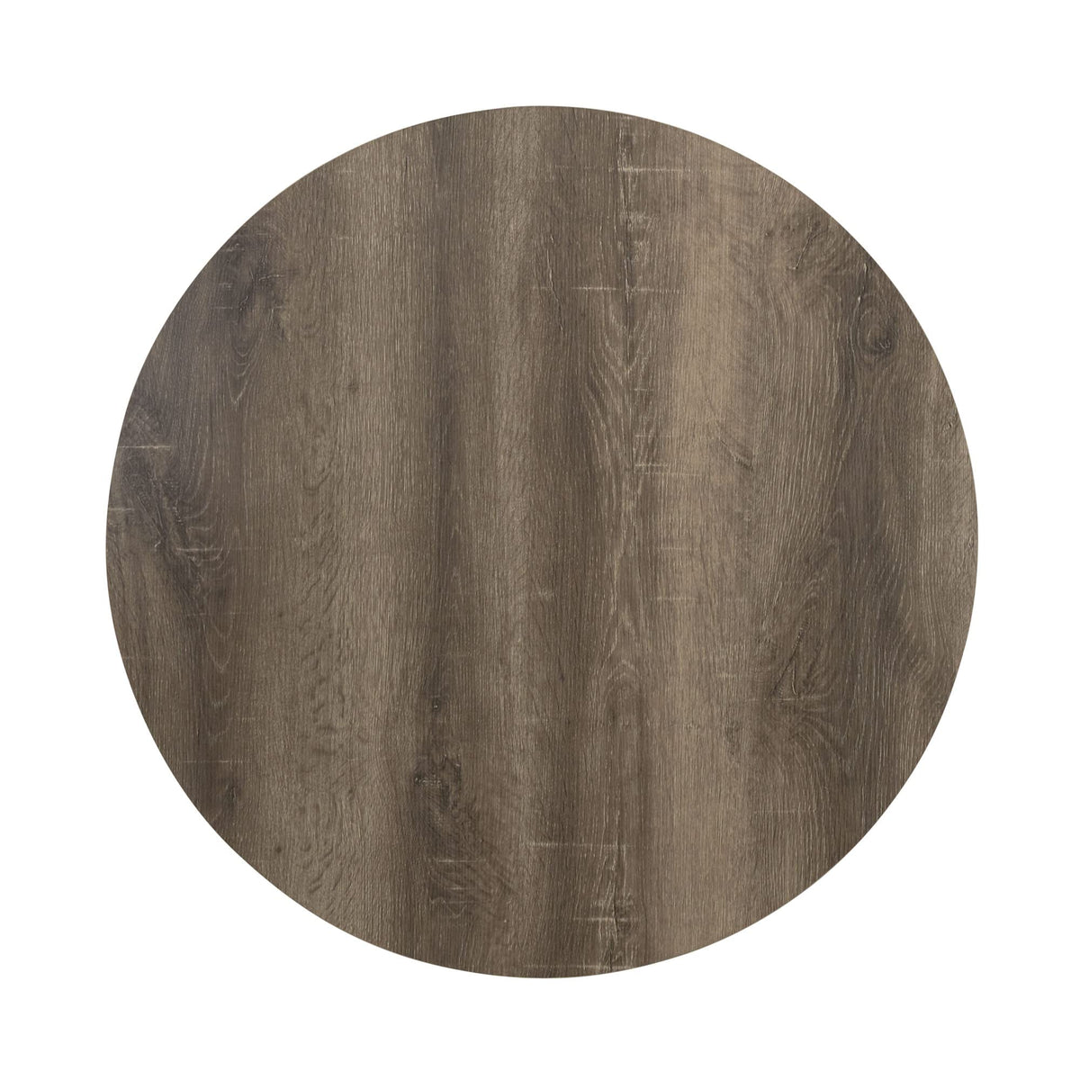 Household Essentials Jamestown Round Coffee Table Ashwood Rustic Wood Grain and Black Metal 31.5 x 31.5, Taupe
