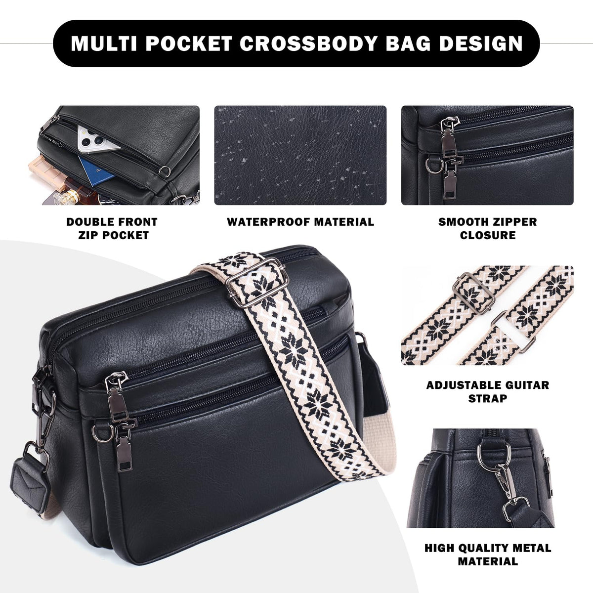 ATERITSSI Crossbody Purses for Women Trendy,Vegan Leather Crossbody Bags,Cell Phone Camera Shoulder Handbags with Card Slots