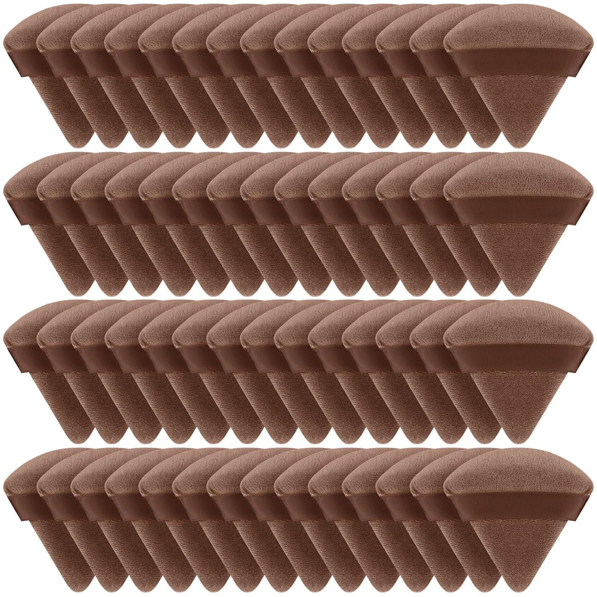 Suclain 48 Pcs Velour Triangle Powder Puff Soft Velour Makeup Puff for Face Powder Makeup Triangle Sponges for Wet and Dry Cosmetic Foundation Loose Mineral Body Tool(Brown)
