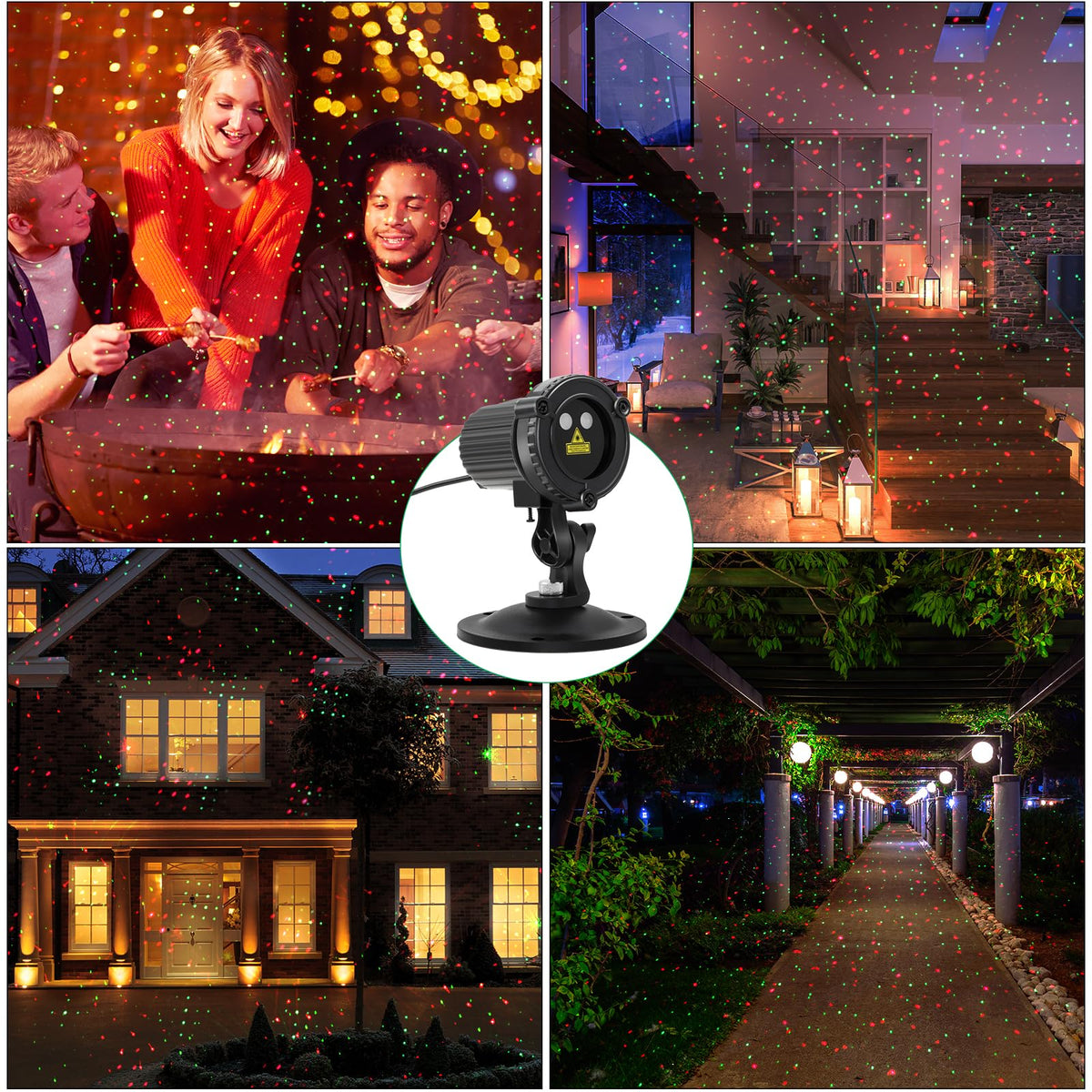HERHOTER Christmas Laser Lights Outdoor,Red and Green Moving Outdoor Laser Light, Waterproof Garden House Decoration Laser Christmas Lights