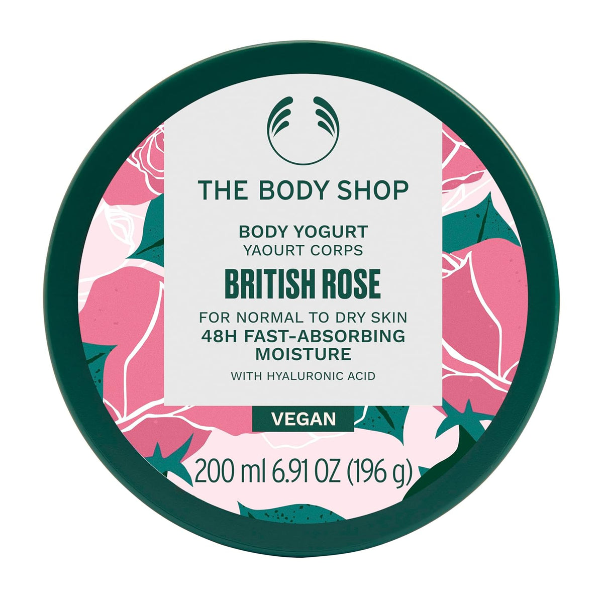The Body Shop British Rose Body Yogurt, 48hr Moisturizer, 100% Vegan, 6.91 Fl.Oz
