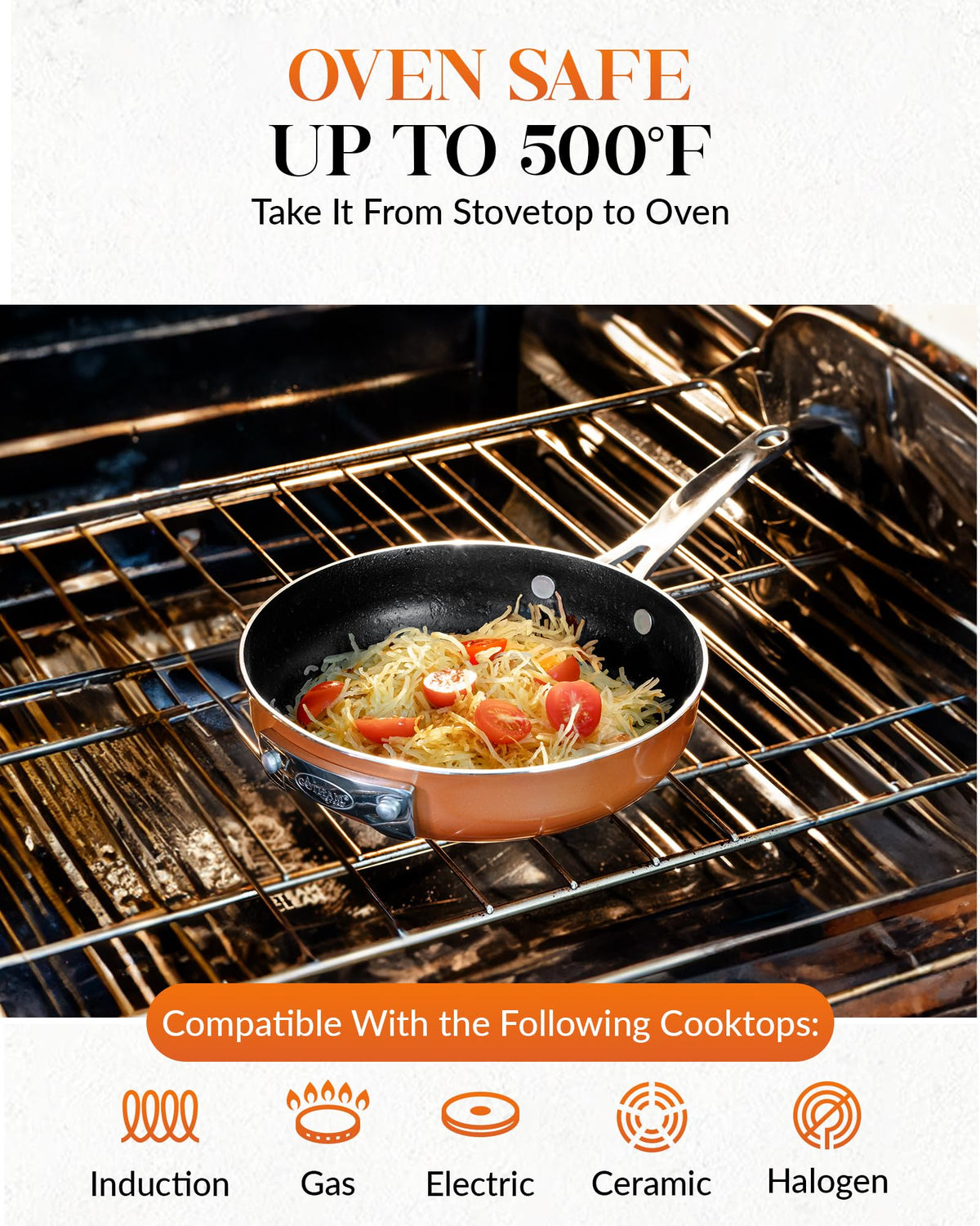 Gotham Steel Stackable Pots and Pans Stackmaster 10 Piece Cookware Set with Ultra Nonstick Cast Texture Ceramic Coating, Copper