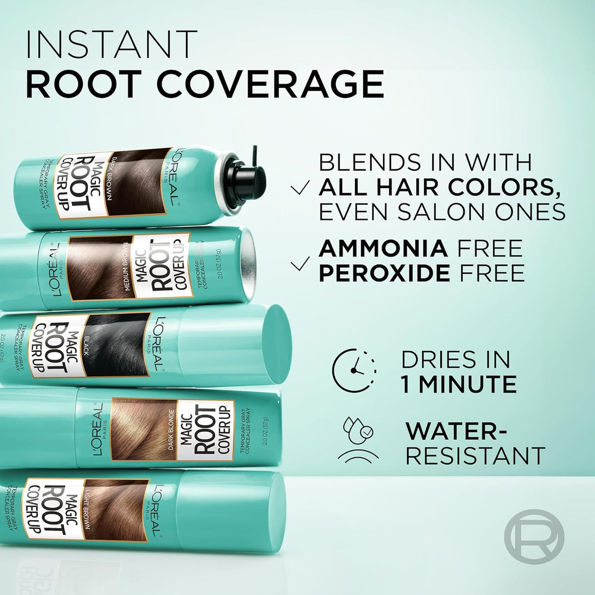 L'Oreal Paris Root Cover Up Temporary Gray Concealer Spray Dark Brown 2 Oz (Pack of 2) (Packaging May Vary)