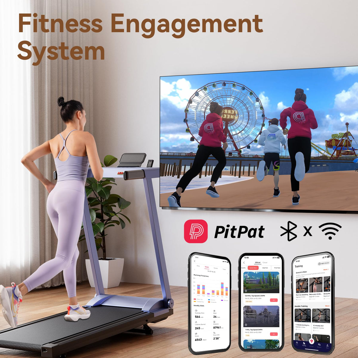 4-in-1 Treadmills for Home with Incline and Handles, Folding Treadmill Running Machine for Small Spaces 300 LB 3.0 HP 7.5 MPH Foldable Treadmill with Smart APP