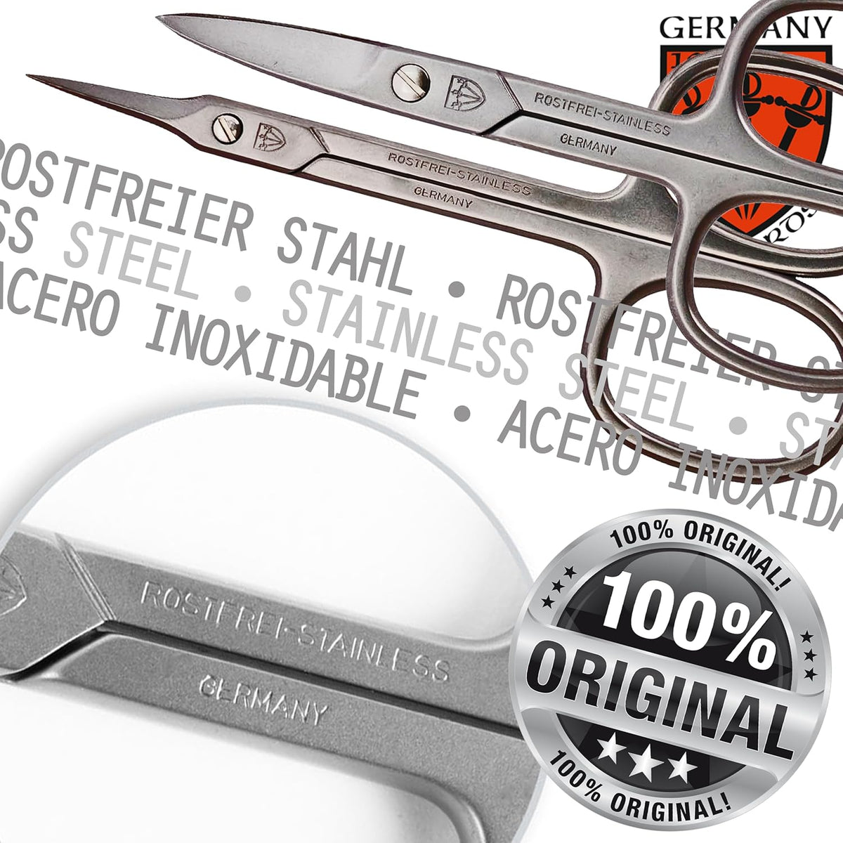 3 Swords Germany - Nail scissors and EXTRA fine Cuticle scissors - MEGASET - stainless steel, extra sharp - Made in Germany