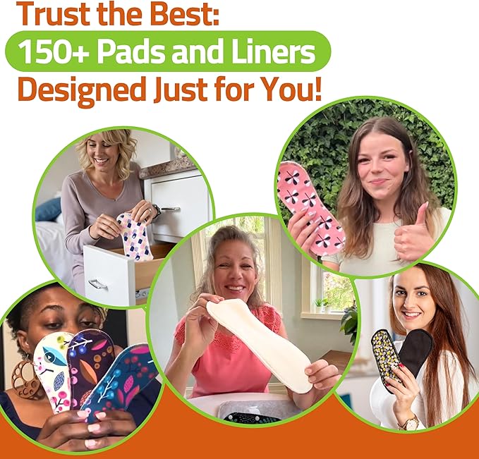 Organic Cotton EcoComfort Reusable Panty Liners for Women & Teens (Medium, 7-Pack); High-Temp Washable Cloth Liners; Stay Fresh & Dry, for Daily Vaginal Discharge Only; 100% Breathable (no PUL/TPU)