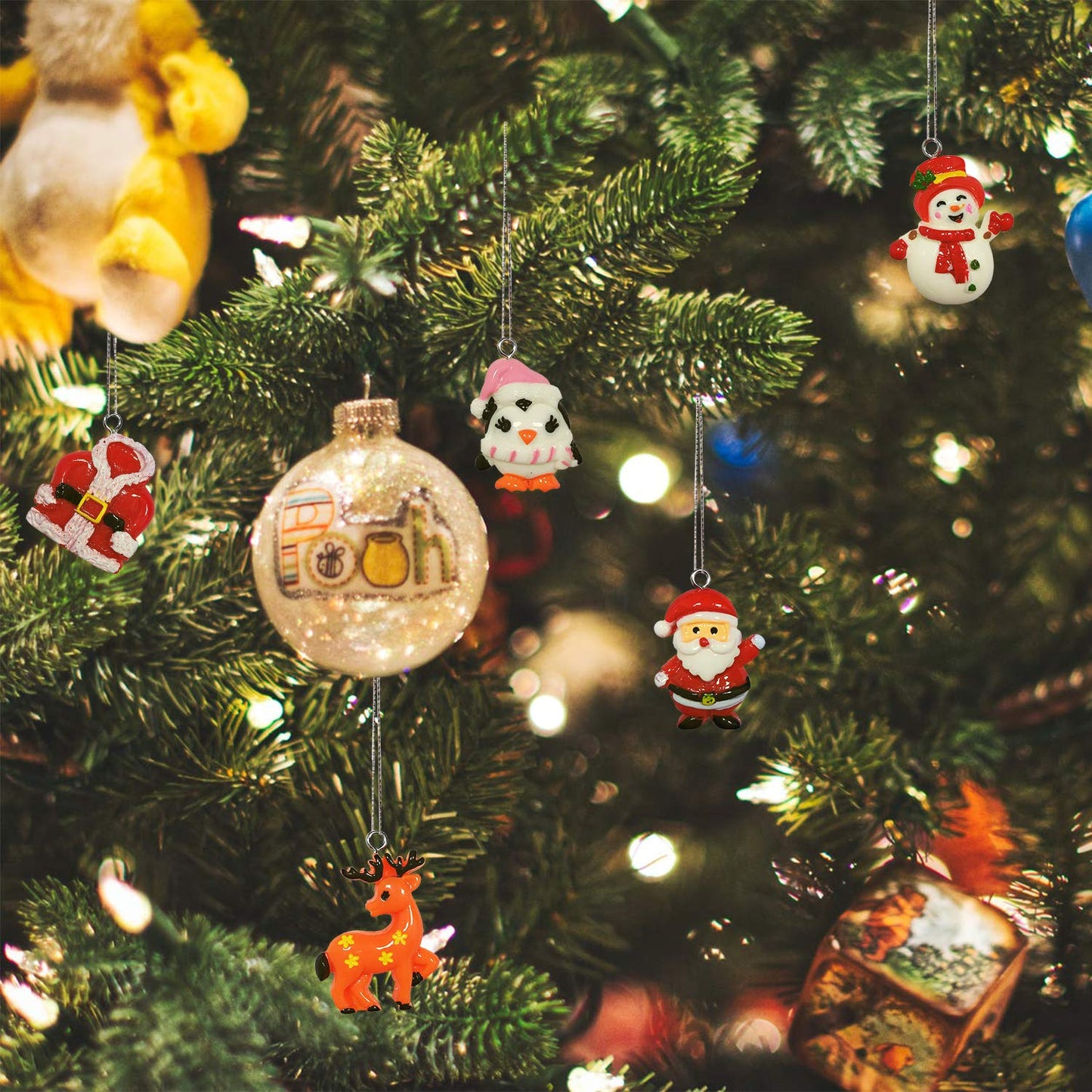 30pcs Mini Christmas Ornaments for Mini Tree Decorations Small Christmas Ornaments Resin Miniatures for Craft Christmas Decor