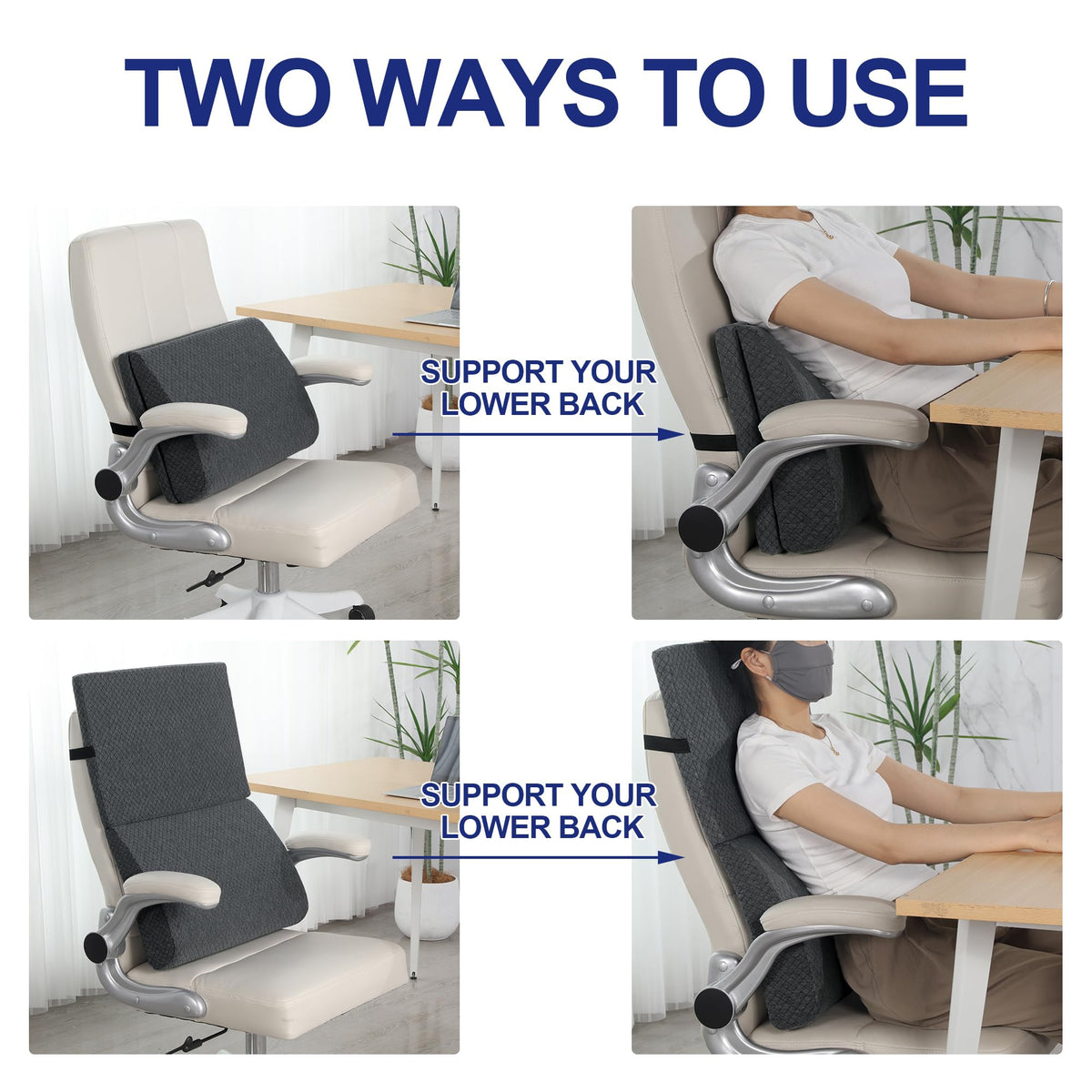 HOMBYS Adjustable Lumbar Support Pillow for Recliner,Multifunctional Memory Foam Back Support Pillow for Recliner,Big Chair Back Support,Back Support Cushion for Office Chair/Car,20"x13.8"x5"