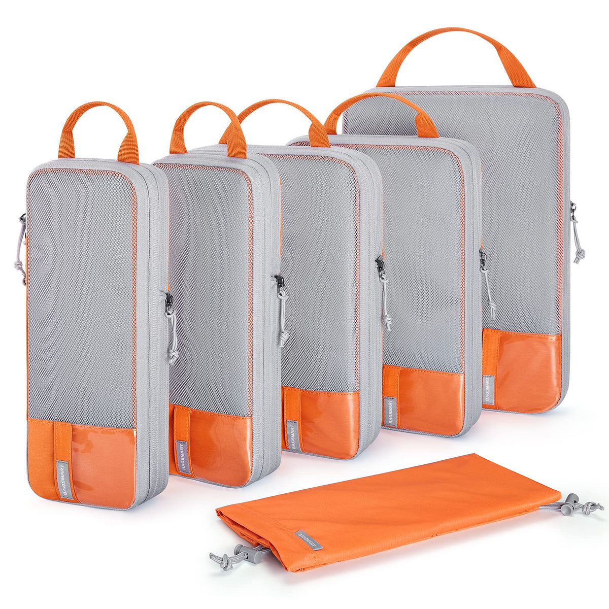 BAGSMART 6 Set Compression Packing Cubes - Lightweight Travel Essentials, Durable Luggage Organizer