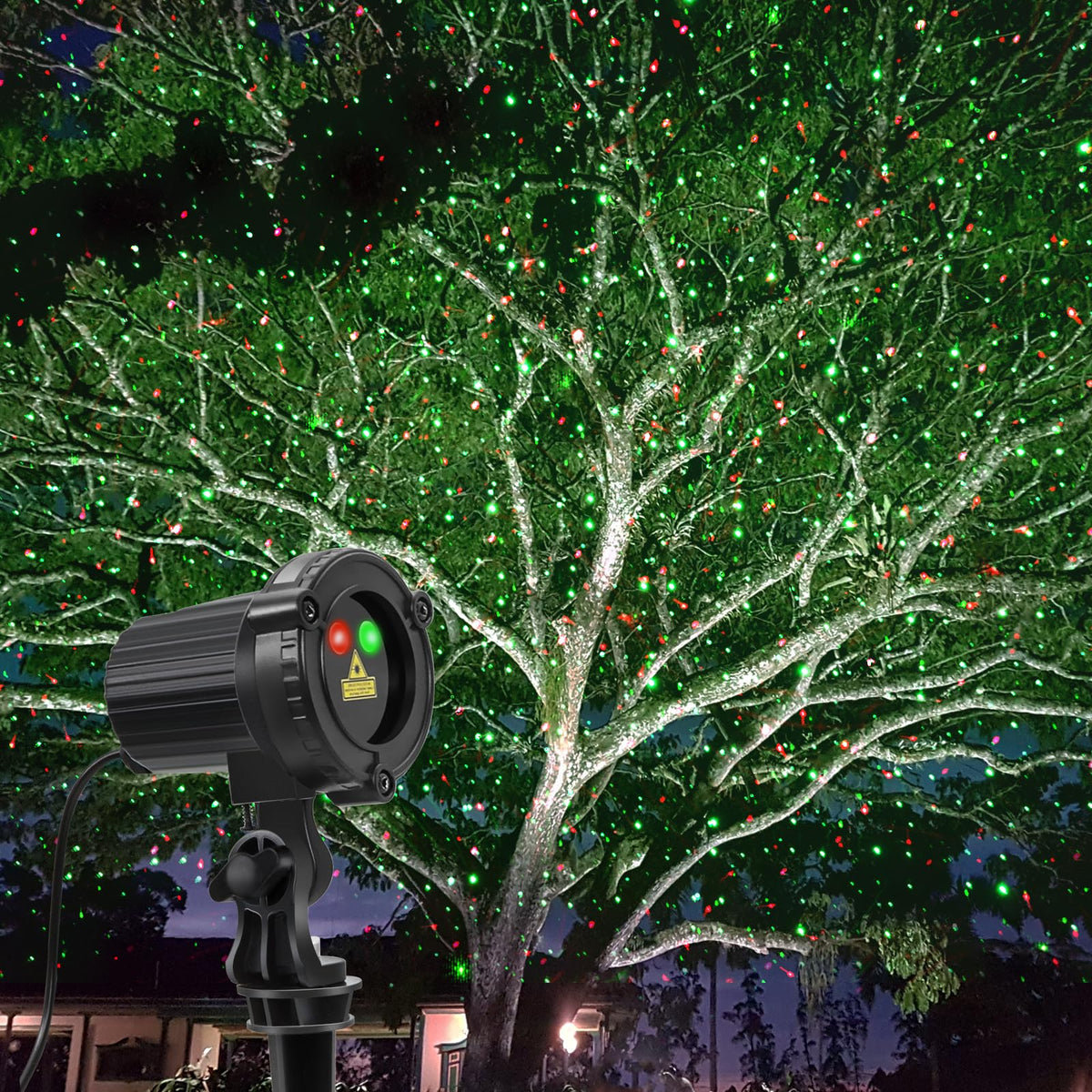 SUNFUCAN Laser Christmas Projector Lights Outdoor, Outdoor Garden Laser Light, Landscape Lights with Red and Green Stars, IP65 Waterproof,Cold Resistant. Suitable for Holiday, Party, Garden Decorati