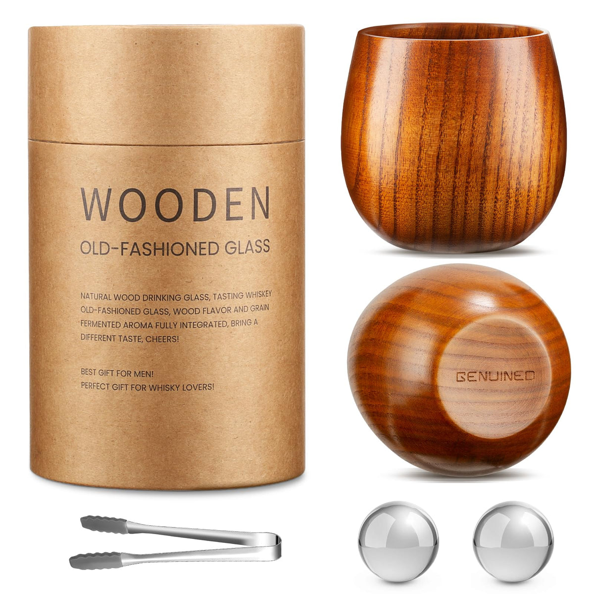 Wooden Old Fashioned Whiskey Glass, Personalized Handmade Etched Bourbon Drinking Glass, Bourbon Whiskey Gifts for Men, Dad, or Brother, Father's Day, Anniversary, Birthday Gifts