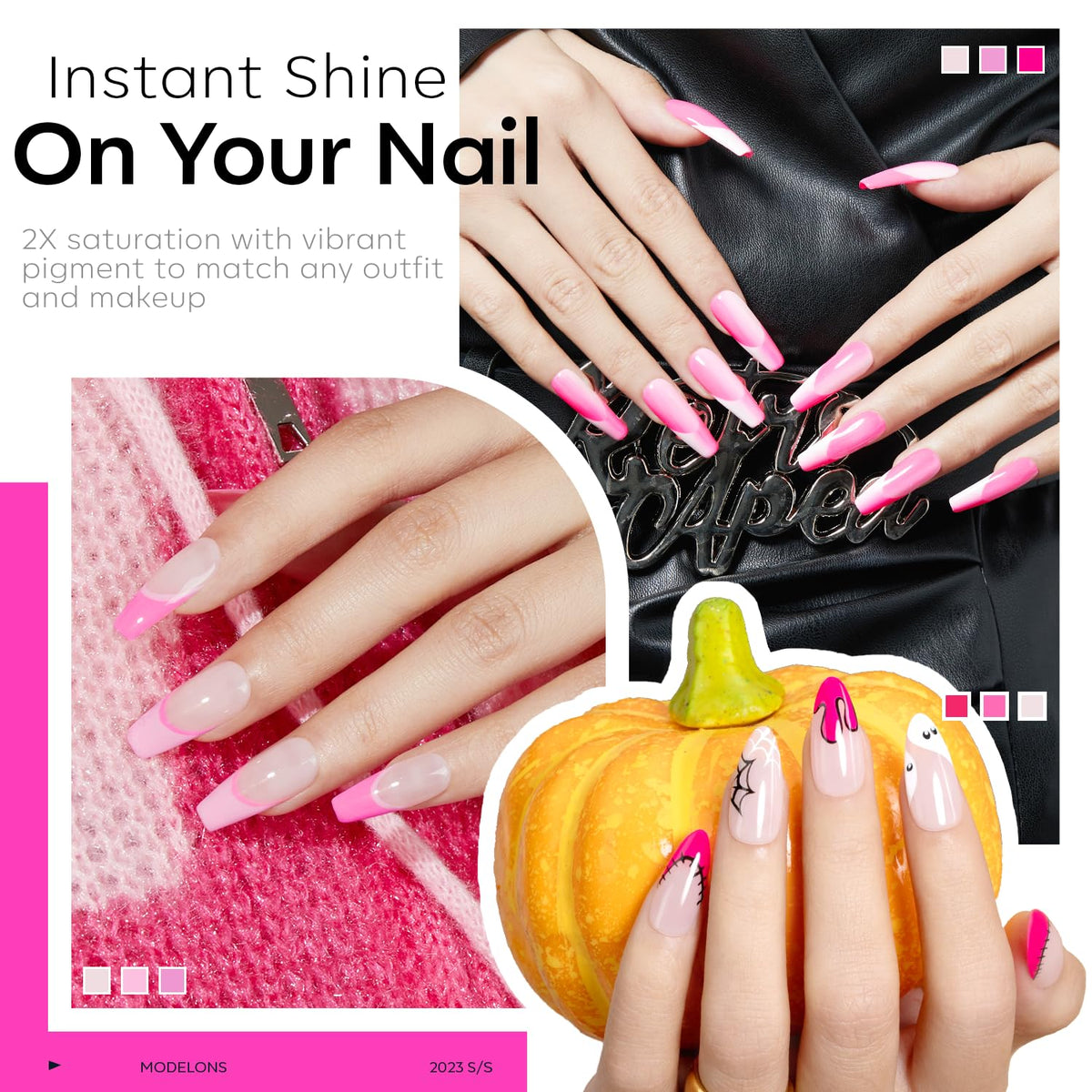 modelones Pink Gel Nail Polish Set 6 Colors, Hot Pink Tones Neon Pink White Gel Polish Magenta Light Soft to Dark 2025 All Seasons Halloween LED Nail Art for Nail Lovers Gift Salon DIY Starter Kit
