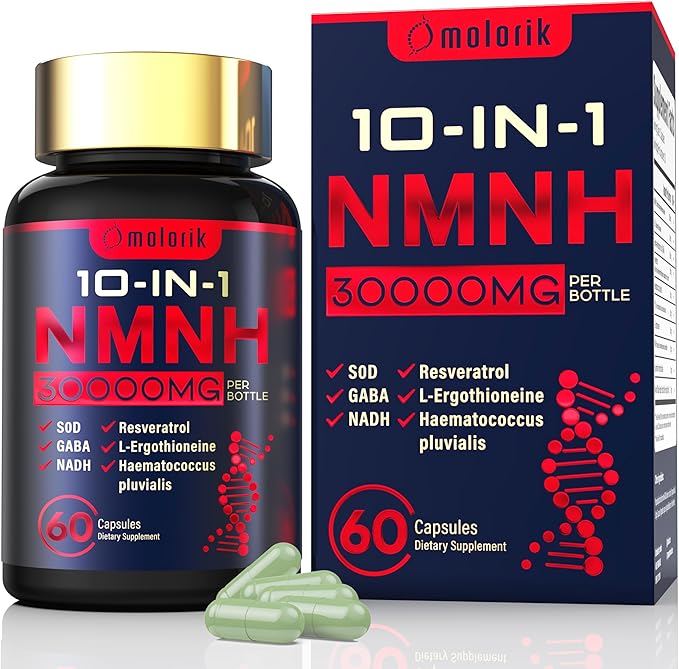 NMNH (Dihydronicotinamide Mononucleotide), 1000mg Per Serving NAD High Purity Supplement Alternative, Capsules Gluten Free, Non-GMO, for Anti-Aging, Energy, Focus - 053