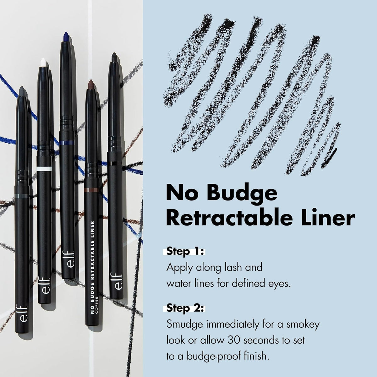 e.l.f. No Budge Retractable Eyeliner, Creamy, Ultra-Pigmented & Waterproof, Creates Bold & Defined Lines, Vegan & Cruelty-Free, Ruby