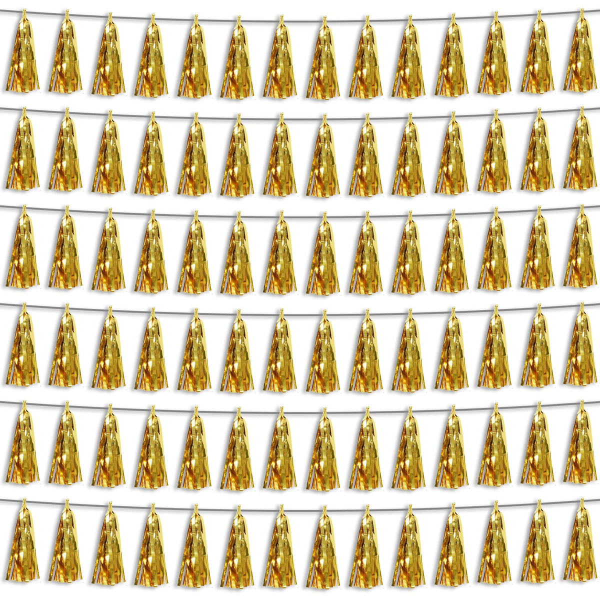 6P Gold Party Decoration Tassel Garland for Parade Floats, Bachelorette, Wedding, Birthday, Halloween, Christmas, Bridal/Baby Shower Party Decorations