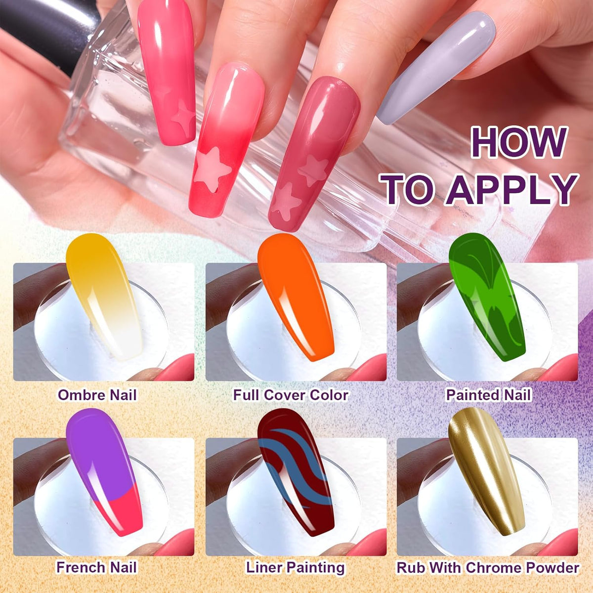 Gradient Painting Gel, 12 Bright Colors Ombre Gel Nail Polish for Pigmented Pat Painting Nails Aura Nails, French Manicure DIY Nail Art,Long-lasting Soak of UV Palette Electric Carnival