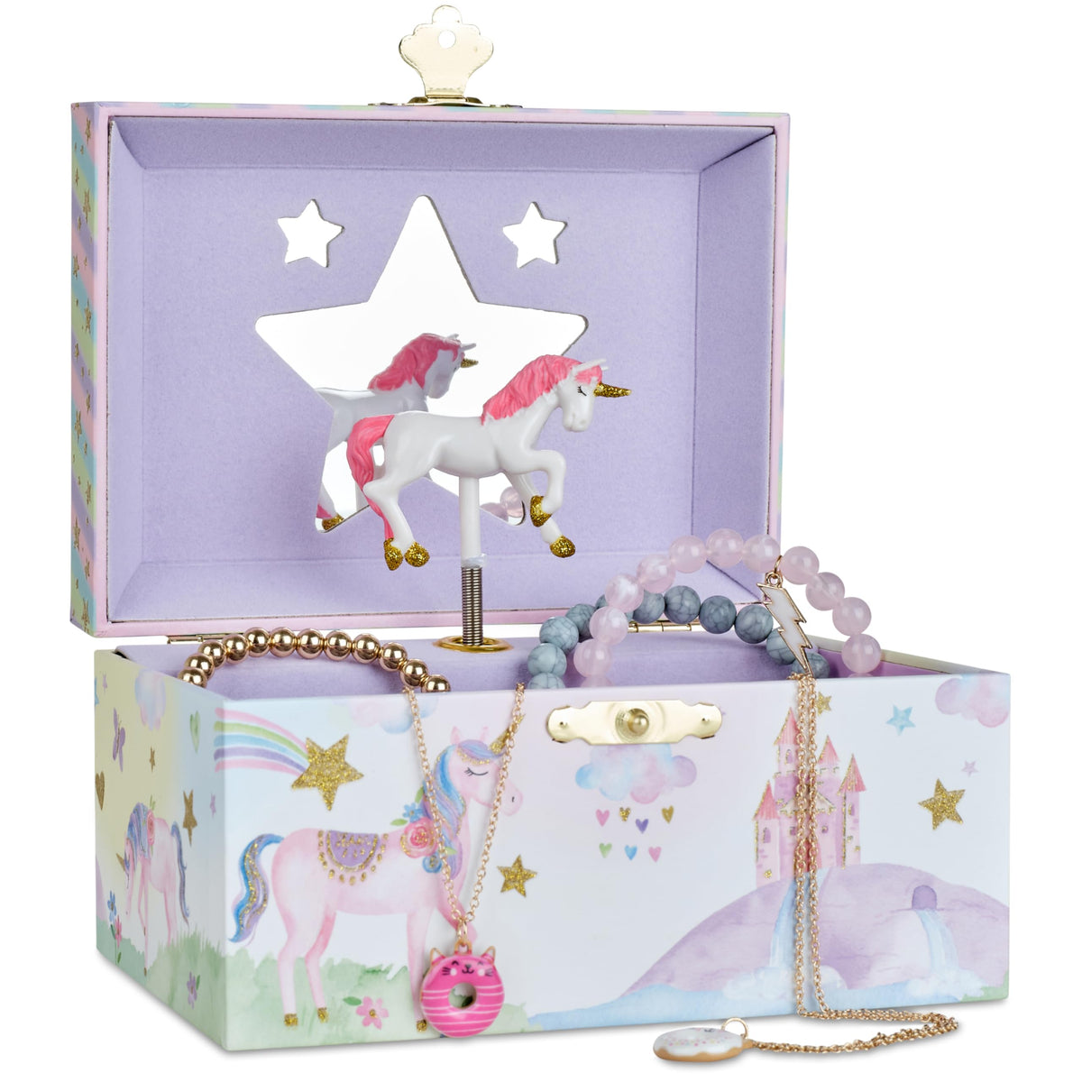 Jewelkeeper Jewelry Box for Girls - Girls Bedroom Accessories, Musical Jewelry Boxes with Spinning Unicorn Doll, Beautiful Dreamer Tune - Perfect Unicorn Birthday Gift for Kids 3 and Up