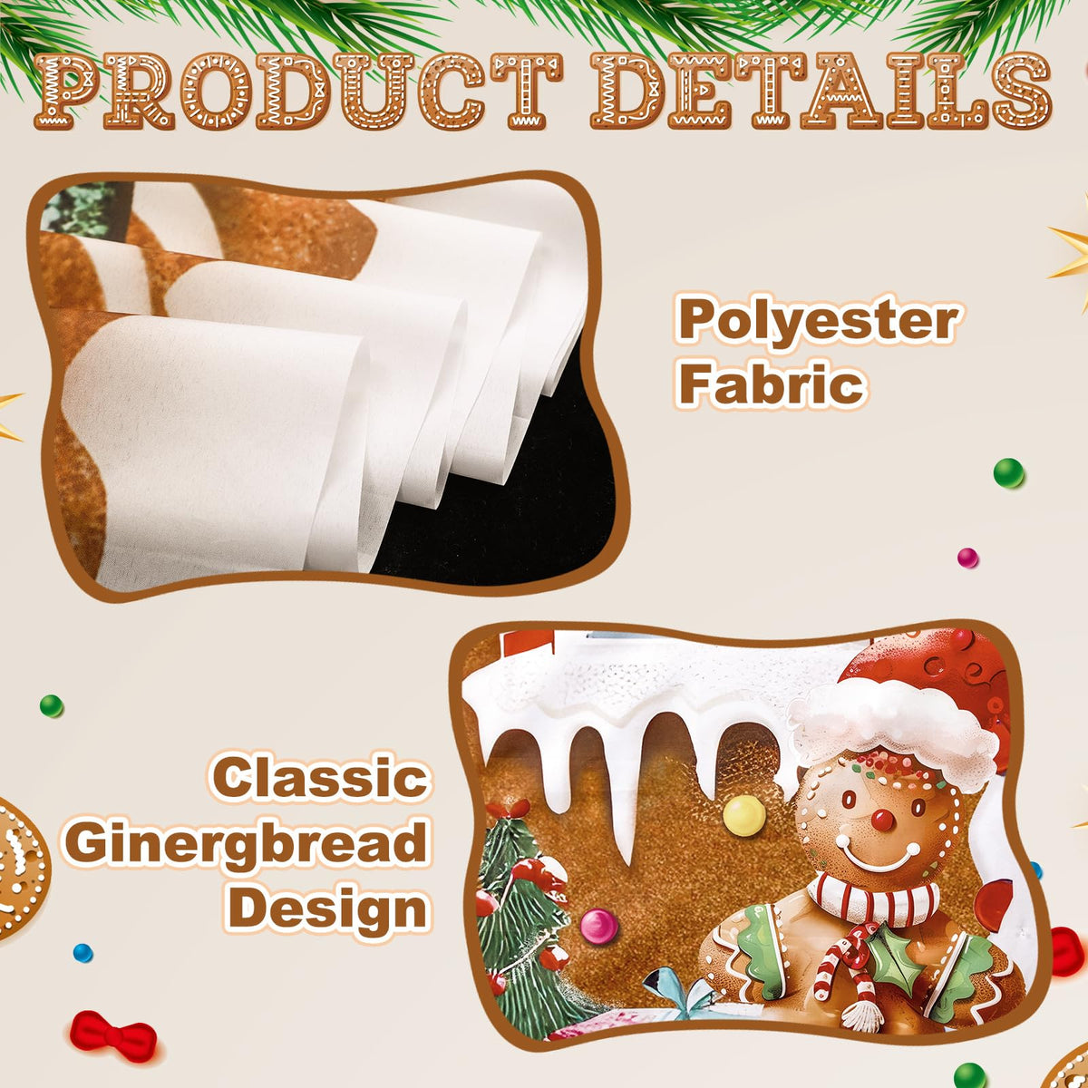 HunnmingRe 3 Pcs Christmas Gingerbread House Decorations Gingerbread Door Covers Backdrop Christmas Door Banners for Xmas Holiday Party Photography Photo Background Decor(Candy Style)
