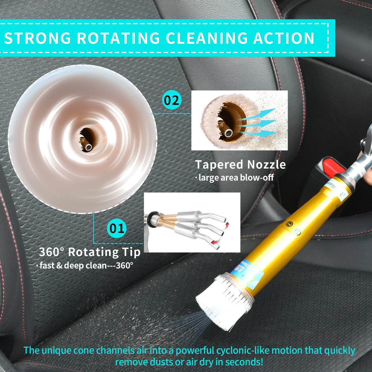 GOCCIDA High Pressure Car Cleaning Gun Air Gun Air Blow Gun Air Nozzle Blower Gun Air Compressor Accessories Tool Air Gun Brush for detailing Cleaning Air Compressor Attachments