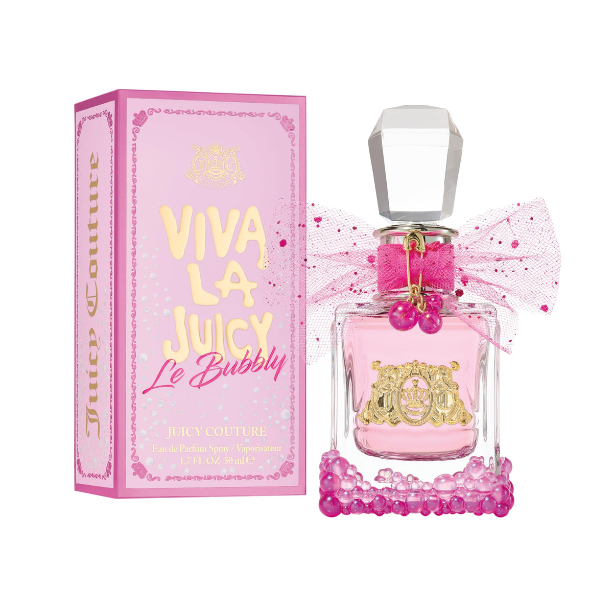 Juicy Couture Viva La Juicy Le Bubbly Eau De Parfum, Luxury Women's Perfume with Notes of Champagne Inspired Pink Berries, Gardenia, Jasmine & Amber - Fruity & Sweet, EDP Spray, 1.7 Fl Oz