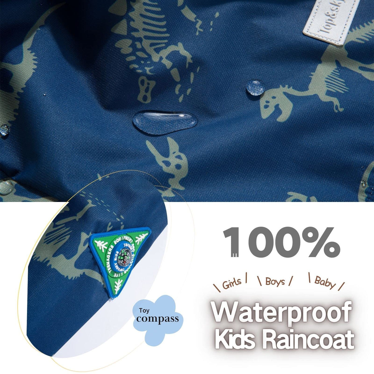 IjnUhb Boys Rain Jacket with Detachable Hood Lightweight Raincoats for Kids Windbreaker
