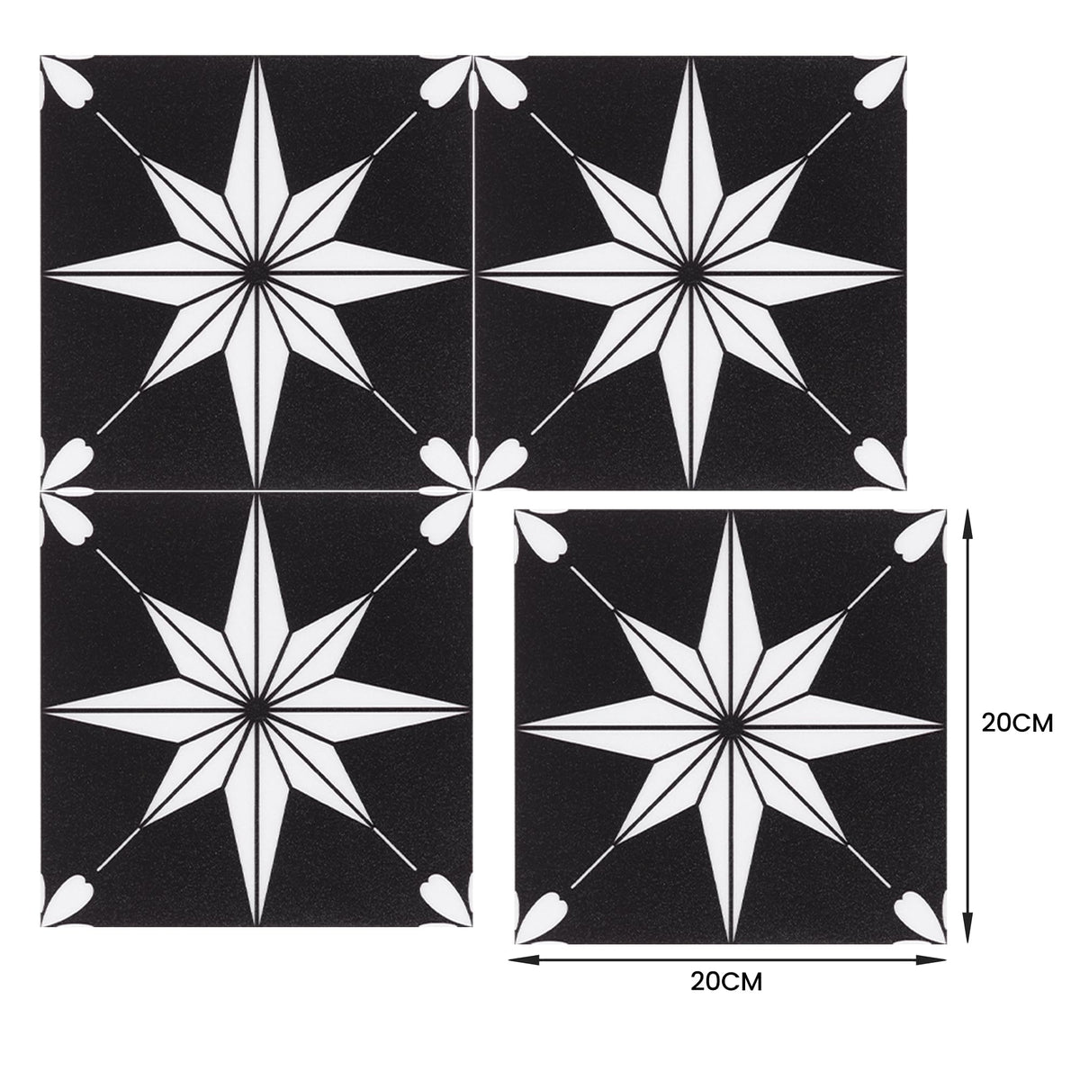 Peel and Stick Floor Tile Self Adhesive Waterproof 8" x 8" Vinyl Flooring, Removable Floor Stickers DIY for Bathrooms,Kitchen,Living Room,Black 10Pcs
