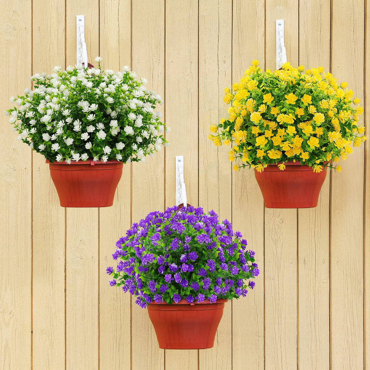 GREENRAIN Artificial Flowers Outdoor Fake Flowers for Decoration UV Resistant No Fade Faux Plastic Plants Garden Porch Window Box Décor (6 Bundles, 4#White)