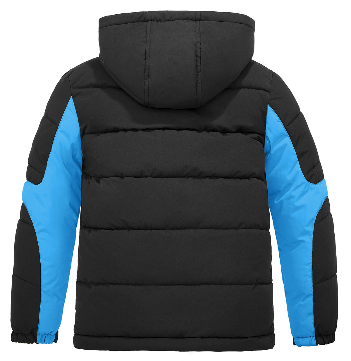 ZSHOW Boys' Puffer Jacket Windproof Waterproof Quilted Outerwear Coat with Hood(Black & Blue,10-12)