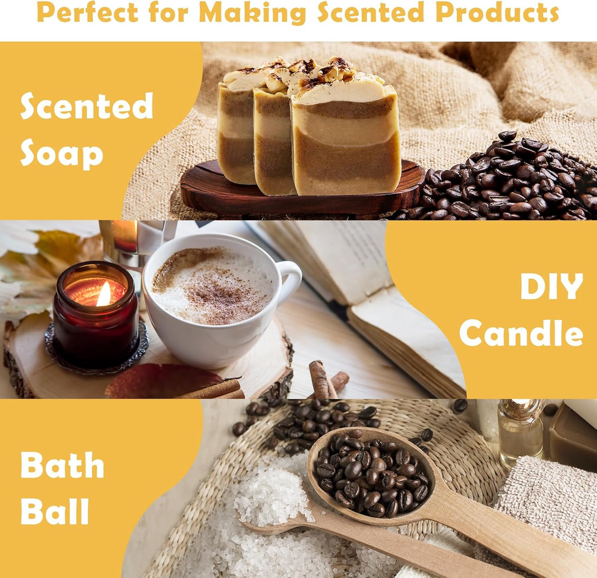 Fragrance Oil for Candle & Soap Making, Holamay Coffee Shop Set, Premium Aromatherapy Essential Oils for Diffusers for Home - Espresso, Cafe Mocha, Chocolate, Almond Biscotti and More, 10 x 5ml